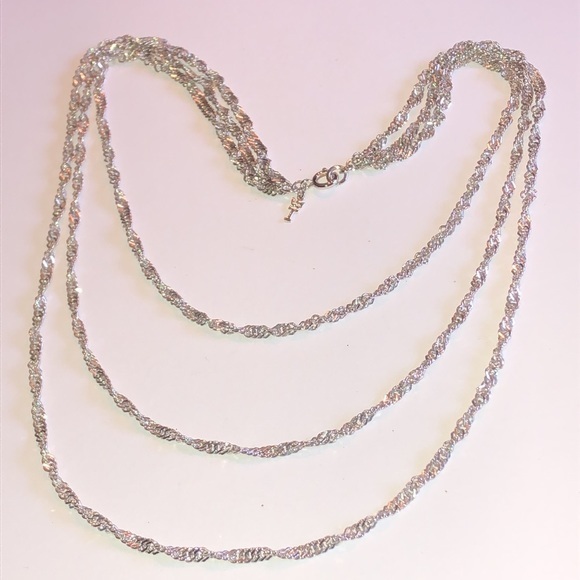 Trifari Jewelry - Crown Trifari Silver Tone Multi Strand Twisted Chain Layered Vintage Necklace